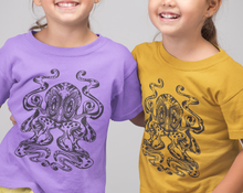 Load image into Gallery viewer, Unisex Orange Purple Octopus Organic Cotton T shirt
